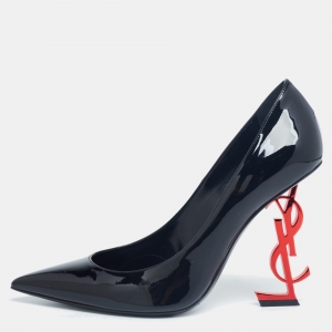 Pre Owned Yves Saint Laurent Black Patent Leather  Opyum Pumps Size 38.5