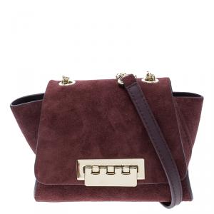 Zac Posen Burgundy Suede Z Spoke Shoulder Bag