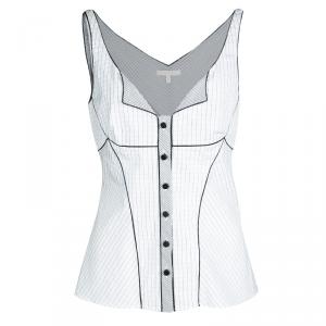 Zac Posen Monochrome Checked Poplin Sleeveless Blouse S
