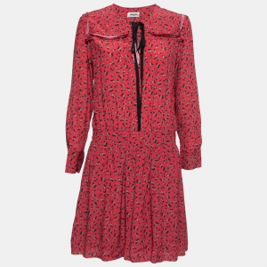 Zadig & Voltaire Red Floral Printed Crepe Silk Mini Dress M