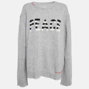 Zadig & Voltaire Grey Cashmere Distressed Sweater XL