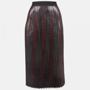 Zadig & Voltaire Burgundy Metallic Lurex Pleated Midi Skirt S