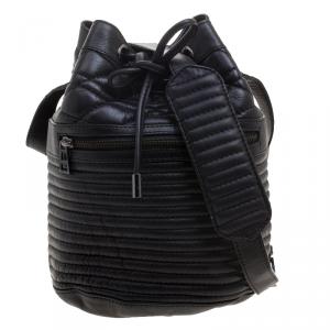 Zadig and Voltaire Black Quilted Leather Bobo Drawstring Bucket Bag