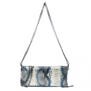 Zadig and Voltaire White/Turquoise Python Rock Foldover Clutch Bag