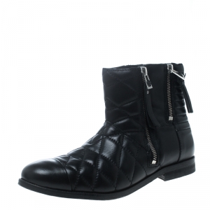 Zadig and Voltaire Black Quilted Leather Presets Biker Ankle Boots Size 39