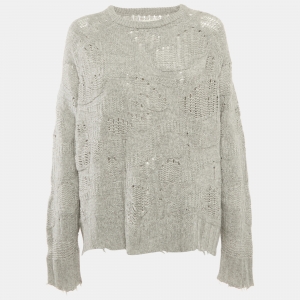 Zadig & Voltaire Deluxe Grey Open Knit Mark Camou Sweater M