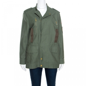 Zadig and Voltaire Military Green Applique Detail Karma Spi Jacket M