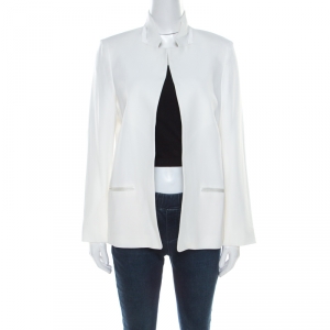 Zadig and Voltaire Deluxe White Crepe Open Front Volly Blazer M
