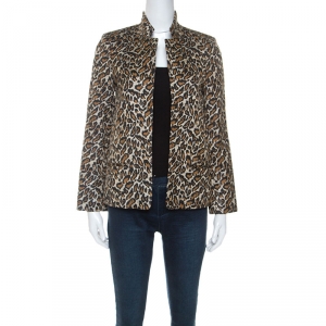 Zadig and Voltaire Beige Leopard Print Jacquard Volly Leo Blazer S