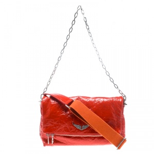 Zadig and Voltaire Creased Patent Leather Large Rock Clutch