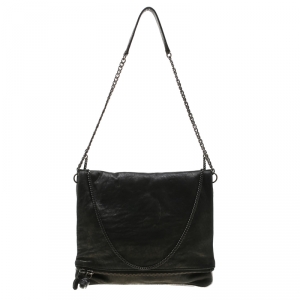 Zadig & Voltaire Black Metallic Leather Rock Clutch