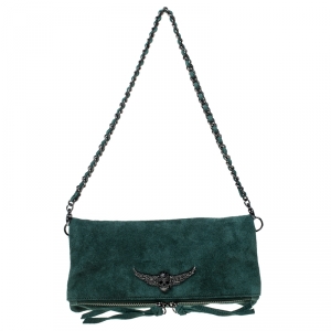 Zadig and Voltaire Dark Green Suede Shoulder Bag