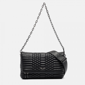 Zadig & Voltaire Black Matelassé Leather Rocky Shoulder Bag