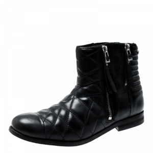 Zadig and Voltaire Black Quilted Leather Presets Biker Ankle Boots Size 39
