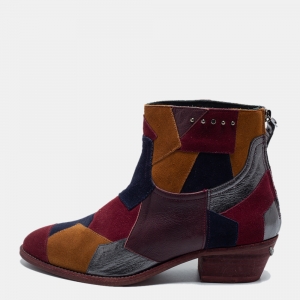Zadig & Voltaire Multicolor Suede and Leather Ankle Boots Size 38