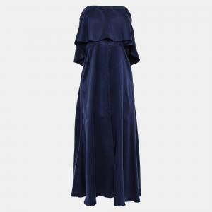 Zimmermann Navy Blue Silk Strapless Midi Dress L (2)