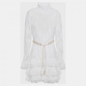 Pre Owned Zimmermann White Lace Mini Dress S