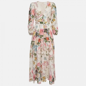 Pre Owned Zimmermann Multicolor Floral Print Linen Heathers Maxi Dress M