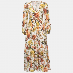 Zimmermann White Floral Printed Silk Maxi Dress S