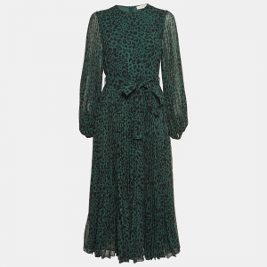 Pre Owned Zimmermann Green Leopard Print Long Dress XL