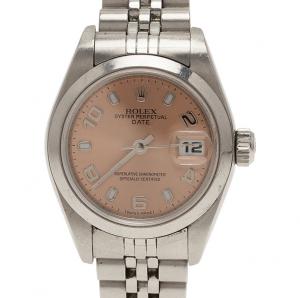 Pre Owned Rolex Pink Stainless Steel 79160 Datejust Women's Wristwatch 26MM