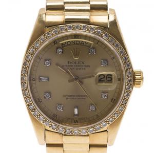 Pre Owned Rolex Gold 18K Yellow Gold President Date Just Unisex Wristwatch 38MM