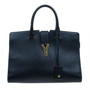 Pre Owned Saint Laurent Paris Black Leather Classic Y Cabas Bag