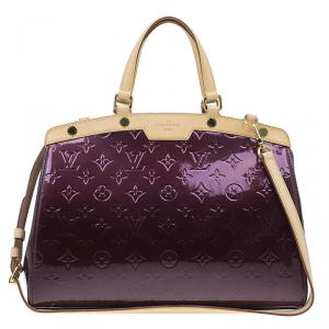 Pre Owned Louis Vuitton Burgundy Monogram Vernis Brea MM Shoulder Bag