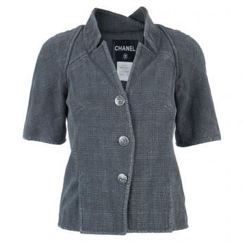 Pre Owned Chanel Grey Short Sleeve Jacket S