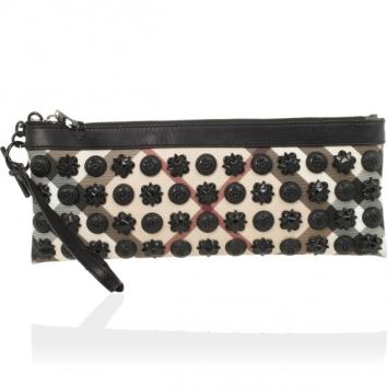 Burberry Long ‘Nova Check’ Checked Studded Clutch