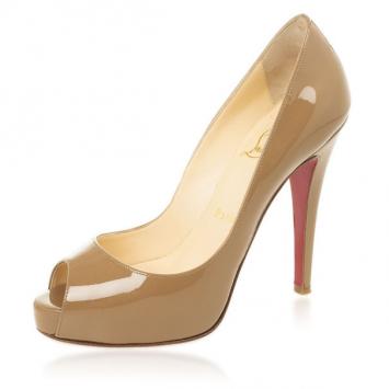 Christian Louboutin Camel Patent Very Prive Peep Toe Pumps Size 36