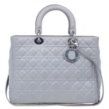 Dior Grey Lambskin Large Lady Dior