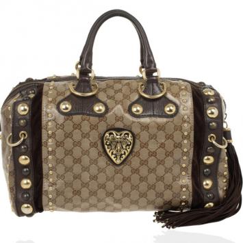 Gucci Babouska Crystal GG Crest Boston Bag