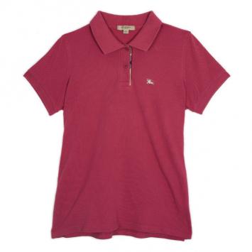 Burberry Fritillary Pink Check Placket Polo Shirt S