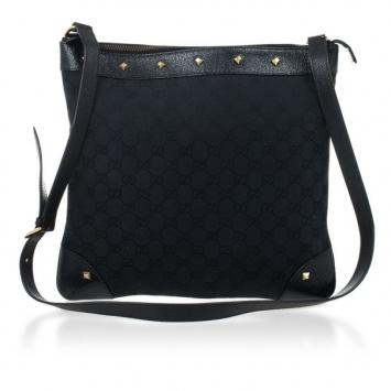 Gucci Black Monogram Studded Shoulder Bag
