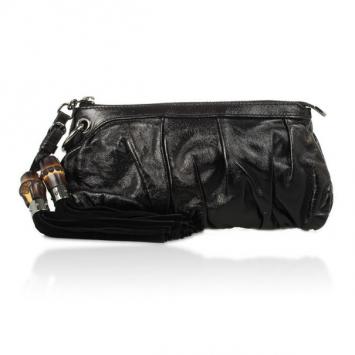 Gucci Black Bamboo Tassels Clutch