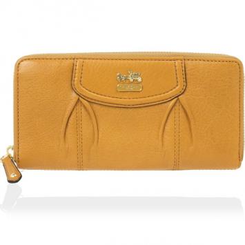 Coach Yellow Madison Leather Accordion Zip Wallet 