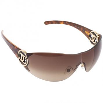 Chanel Brown 'CC' Logo Shield Womens Sunglasses