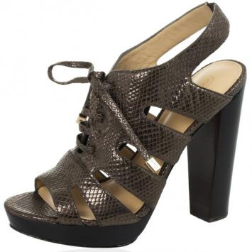 Coach Lizard Embossed Strappy Moreen Platform Sandals Size 38