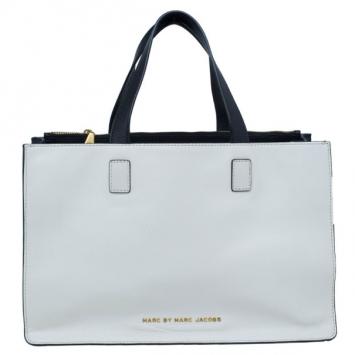 Marc by Marc Jacobs White and Black Leather Tote