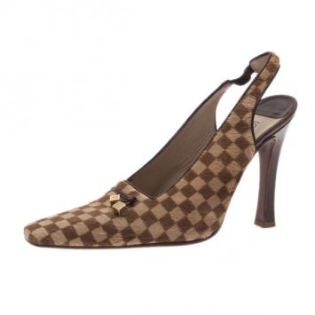 Louis Vuitton Brown Pony Hair Slingback Sandals Size 39