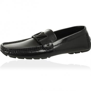 Pre Owned Louis Vuitton Black Patent Monte Carlo Loafers Size 43