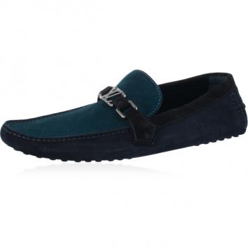 Pre Owned Louis Vuitton Tri Color Suede Hockenheim Loafers Size 44