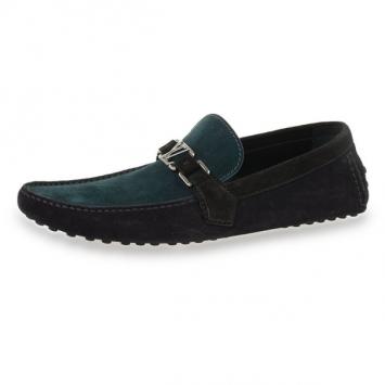 Pre Owned Louis Vuitton Two Tone Suede Hockenheim Loafers Size 43