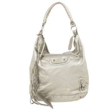 Balenciaga Metallic Leather Classic Silver Day Bag