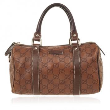 Gucci Guccissima Cognac Brown Leather Speedy 'Joy' Boston Satchel