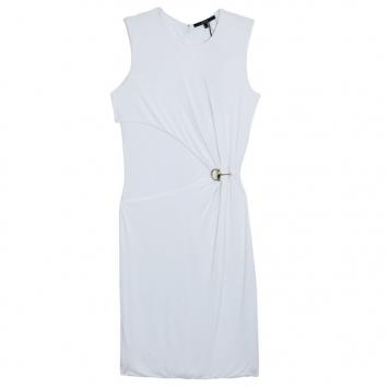 Gucci White Gathered Crewneck Dress L
