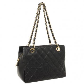 Chanel Black Quilted Caviar Leather Petite Tote Bag