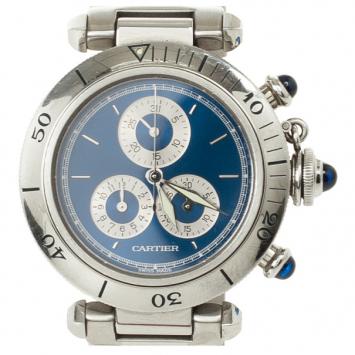 Cartier Pasha SS Chronograph Womens Wristwatch 35 MM