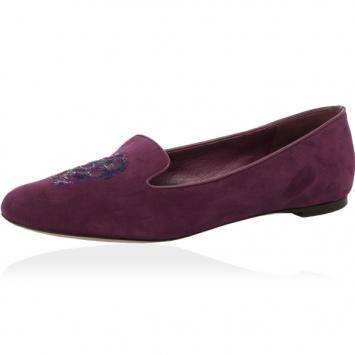 Alexander McQueen Suede Magenta Skull Smoking Slippers Size 40